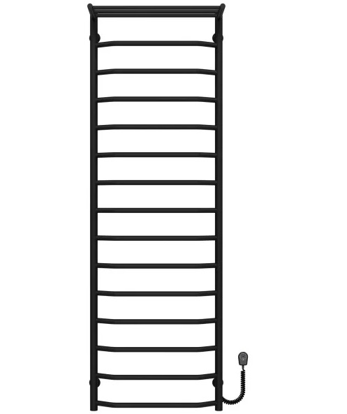 Електрична сушарка для рушників Deffi Трапеція з полицею П15 500х1600 праве підключення чорний C.TP.160.50.15.E.B.R.5