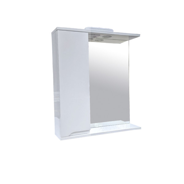 Шафка для ванної Vivia Соло 55 L з дзеркалом 55х18 см ліва з підсвічуванням МДФ/ДСП біла А0049064