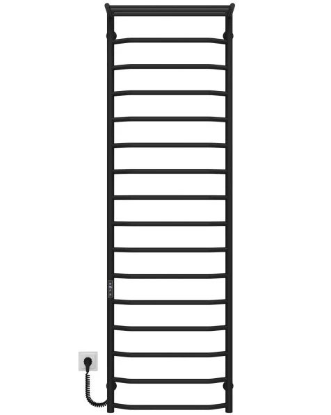 Электрический полотенцесушитель Deffi Трапеция с полкой П16 500х1700 левое подключение JD03 черный C.TP.170.50.16.E.B.L.1