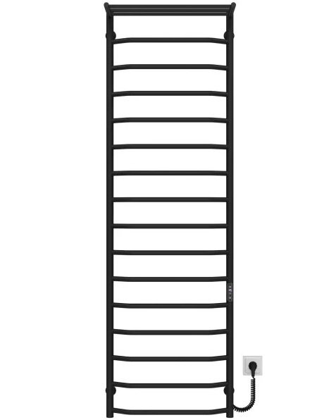 Електрична сушарка для рушників Deffi Трапеція з полицею П16 500х1700 праве підключення JD03 чорний C.TP.170.50.16.E.B.R.1
