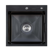 Мойка для кухни Insana Extor 50х50 с переливом нержавеющая сталь черный А0056971