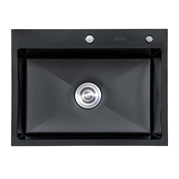 Мийка для кухні Insana Extor 58х43 з переливом нержавіюча сталь чорний А0056972