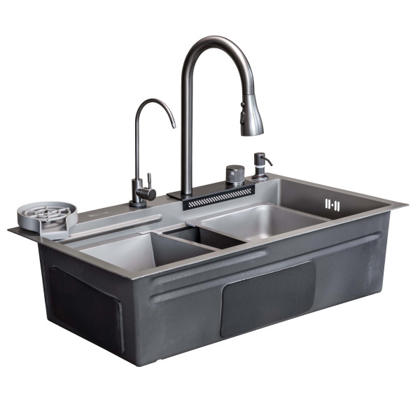 Мийка для кухні Insana Bakai 75х46 см з переливом нержавіюча сталь grey gun А0056980