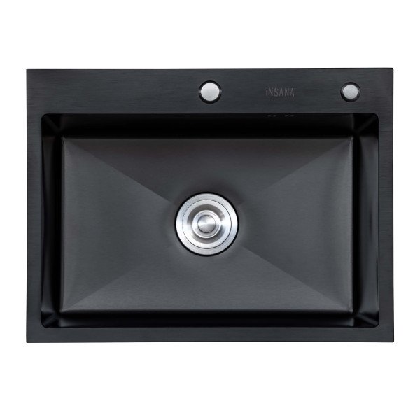 Мойка для кухни Insana Extor 58х43 с переливом нержавеющая сталь черный А0056972