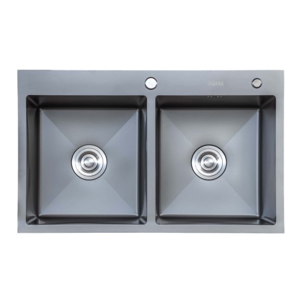 Мийка для кухні Insana Topaz 78х48 см з переливом нержавіюча сталь grey gun А0056978