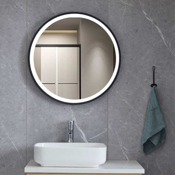 Зеркало в ванную комнату Vivia LED Black 60х60 см с подсветкой алюминий черный А0047432