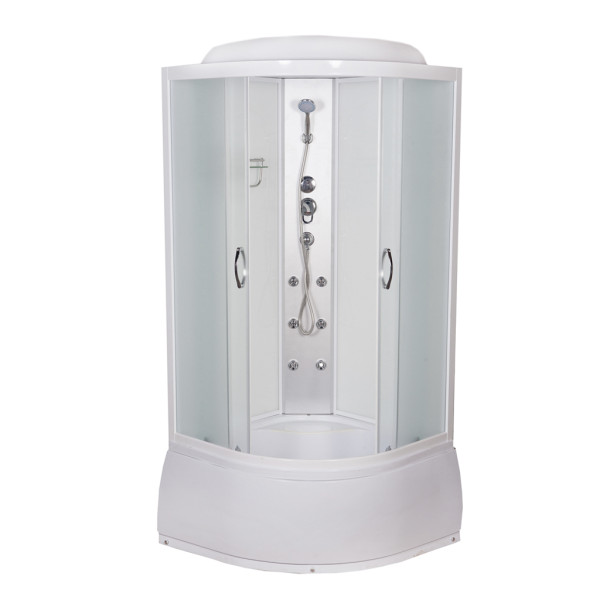 Гидромассажный бокс Vivia Eco 96 W CH 100х100 профиль белый/матовое стекло А0042052