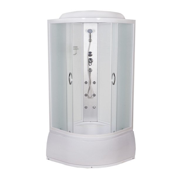 Гидромассажный бокс Vivia Eco 96 W CH 100х100 профиль белый/матовое стекло А0042052