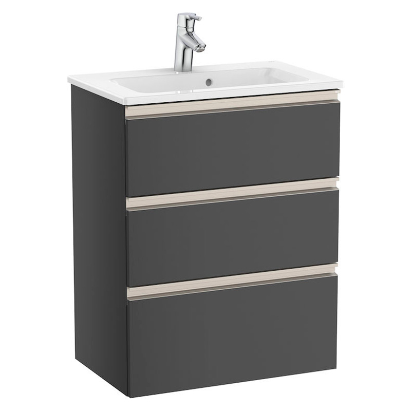 Тумба с раковиной Roca GAP Unik 60,5x38 см ДСП антрацит глянец A851498153