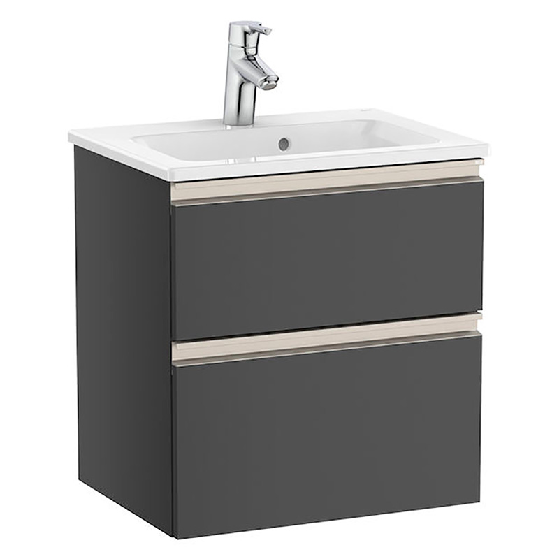 Тумба с раковиной Roca GAP Unik 50,5x38 см ДСП антрацит глянец A851494153