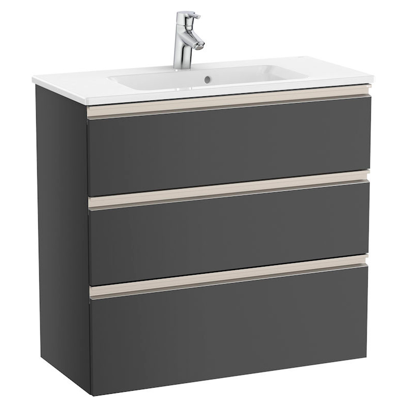 Тумба с раковиной Roca GAP Unik 80,5x38 см ДСП антрацит глянец A851499153