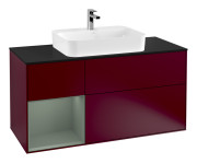 Тумба под раковину Villeroy & Boch Finion 120х50,1 см с подсветкой МДФ пион матовый лак/стекло черное матовое G412GMHB