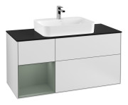 Тумба под раковину Villeroy & Boch Finion 120х50,1 см с подсветкой МДФ белый матовый лак/стекло черное матовое G412GMMT