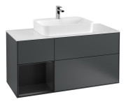 Тумба под раковину Villeroy & Boch Finion 120х50,1 см с подсветкой МДФ темно-синий матовый лак/стекло белое матовое G411PDHG