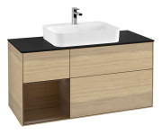 Тумба під раковину Villeroy & Boch Finion 120х50,1 см із підсвічуванням МДФ шпон дуба/скло чорне матове G412GNPC