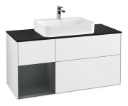 Тумба под раковину Villeroy & Boch Finion 120х50,1 см с подсветкой МДФ глянцевый белый лак/стекло черное матовое G412HGGF