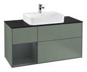 Тумба под раковину Villeroy & Boch Finion 120х50,1 см с подсветкой МДФ оливковый матовый лак/стекло черное матовое G412HGGM