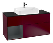 Тумба под раковину Villeroy & Boch Finion 120х50,1 см с подсветкой МДФ пион матовый лак/стекло черное матовое G412HGHB