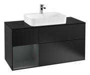 Тумба под раковину Villeroy & Boch Finion 120х50,1 см с подсветкой МДФ черный матовый лак/стекло черное матовое G412HGPD