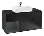 Тумба под раковину Villeroy & Boch Finion 120х50,1 см с подсветкой МДФ черный матовый лак/стекло черное матовое G412HGPD