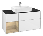 Тумба под раковину Villeroy & Boch Finion 120х50,1 см с подсветкой МДФ глянцевый белый лак/стекло черное матовое G412PCGF