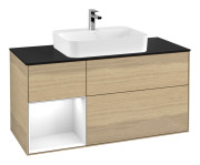 Тумба под раковину Villeroy & Boch Finion 120х50,1 см с подсветкой МДФ шпон дуба/стекло черное матовое G412GFPC