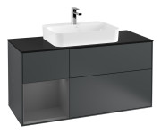 Тумба под раковину Villeroy & Boch Finion 120х50,1 см с подсветкой МДФ антрацит матовый лак/стекло черное матовое G412GKHG