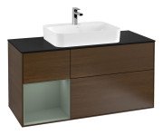 Тумба под раковину Villeroy & Boch Finion 120х50,1 см с подсветкой МДФ шпон грецкого ореха/стекло черное матовое G412GMGN