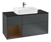 Тумба під раковину Villeroy & Boch Finion 120х50,1 см із підсвічуванням МДФ темно-синій матовий лак/скло чорне матове G412GNHG