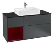 Тумба під раковину Villeroy & Boch Finion 120х50,1 см із підсвічуванням МДФ темно-синій матовий лак/скло чорне матове G412HBHG