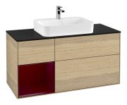 Тумба під раковину Villeroy & Boch Finion 120х50,1 см із підсвічуванням МДФ шпон дуба/скло чорне матове G412HBPC