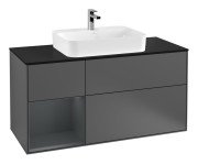 Тумба под раковину Villeroy & Boch Finion 120х50,1 см с подсветкой МДФ антрацит матовый лак/стекло черное матовое G412HGGK