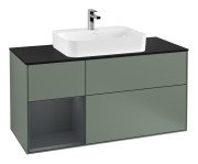 Тумба под раковину Villeroy & Boch Finion 120х50,1 см с подсветкой МДФ оливковый матовый лак/стекло черное матовое G412HGGM