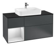 Тумба під раковину Villeroy & Boch Finion 120х50,1 см із підсвічуванням МДФ темно-синій матовий лак/скло чорне матове G412MTHG