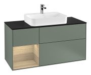 Тумба під раковину Villeroy & Boch Finion 120х50,1 см із підсвічуванням МДФ оливковий матовий лак/скло чорне матове G412PCGM