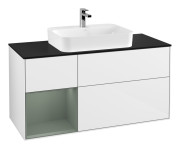 Тумба під раковину Villeroy & Boch Finion 120х50,1 см із підсвічуванням МДФ білий глянцевий лак/скло чорне матове G412GMGF