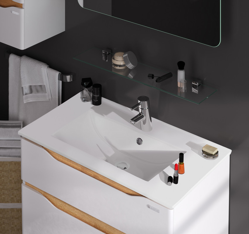 Тумба Sanwerk Liga Air 70 см з раковиною Qtap МДФ білий/месіна MV0000861