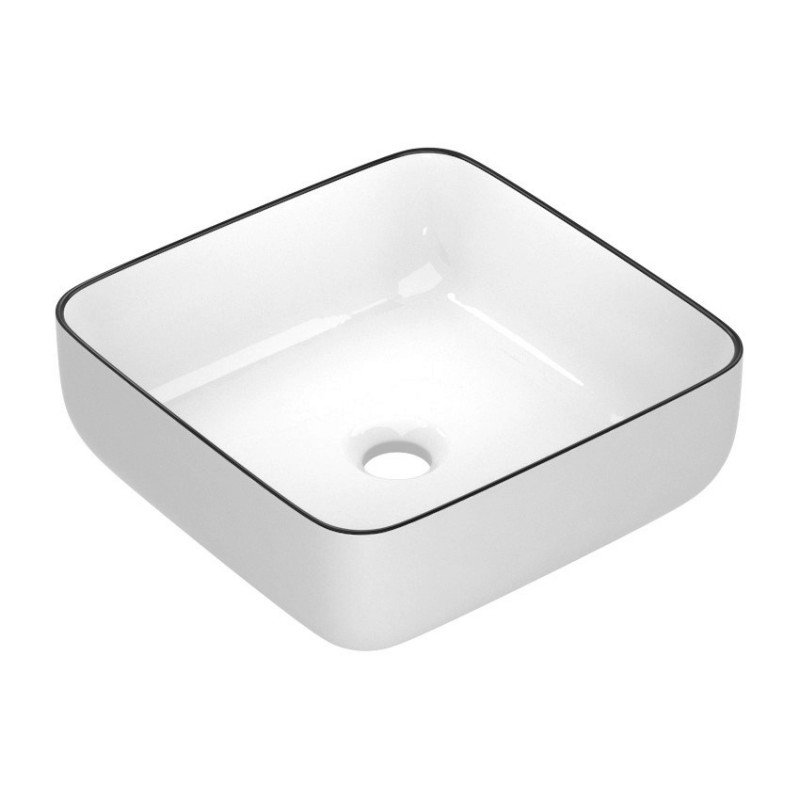 Раковина для ванної Imprese Black Edge 38,5х38, 5 см кераміка білий/чорний i11095