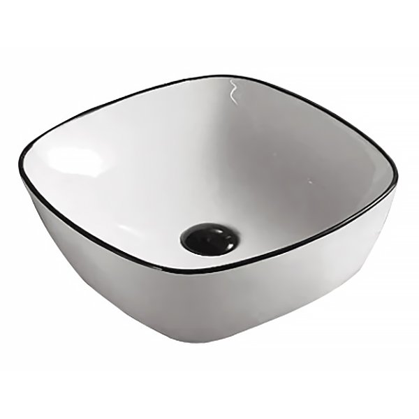 Раковина для ванної Imprese Black Edge 41,5х41,5 см кераміка білий/чорний i11096