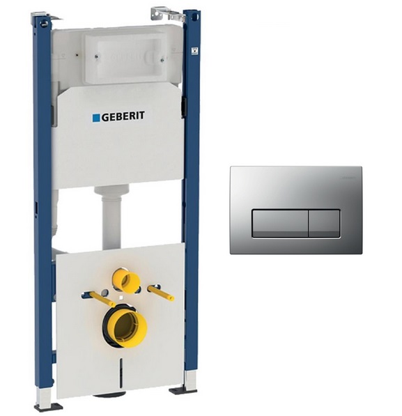 Система інсталяції Geberit Duofix із клавішею змиву Delta50 матовий хром 458.126.00.1+115.119.46.1