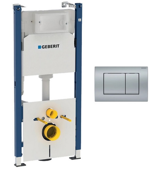 Система інсталяції Geberit Duofix із клавішею змиву Delta30 матовий хром 458.126.00.1+115.137.46.1