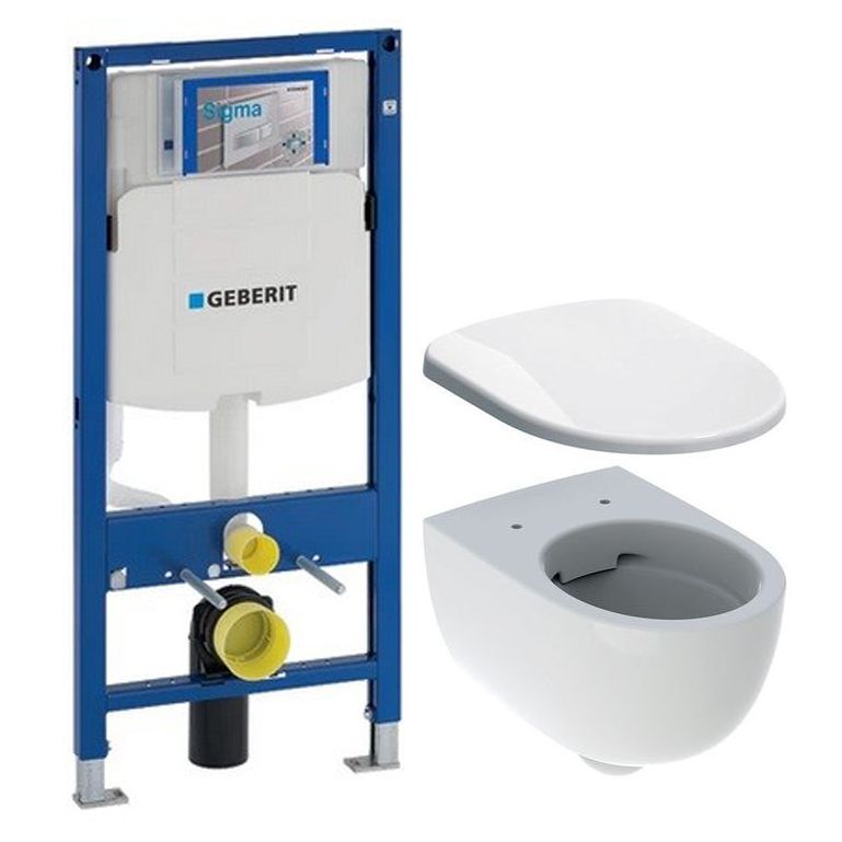 Система инсталляции Geberit Duofix Sigma с унитазом Selnova Rimfree с сидением soft-close 500.694.01.2+500.333.01.1+111.300.00.5