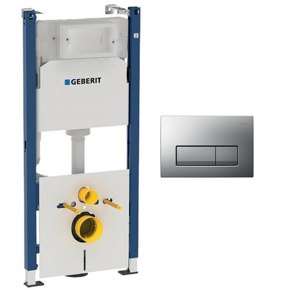 Система инсталляции Geberit Duofix с клавишей смыва Delta50 матовый хром 458.126.00.1+115.119.46.1