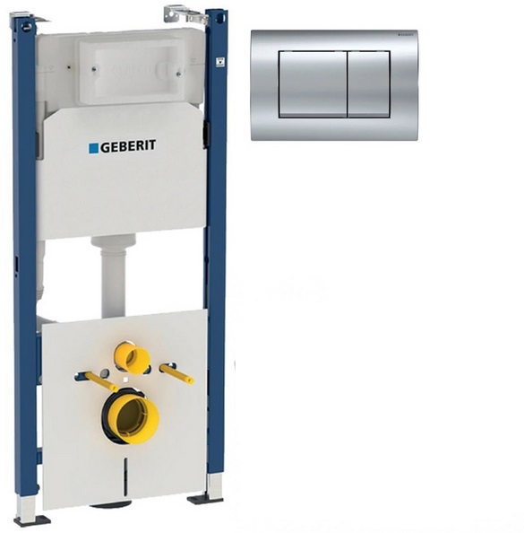 Система инсталляции Geberit Duofix с клавишей смыва Delta30 глянцевый хром 458.126.00.1+115.137.21.1
