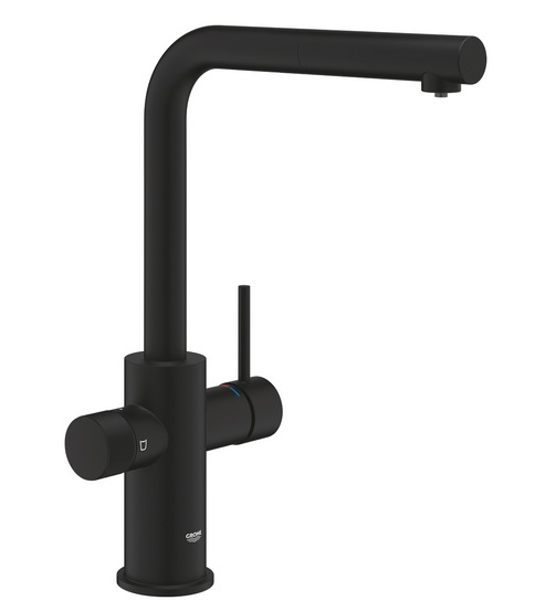 Смеситель для кухни Grohe Blue Pure Minta под фильтр с выдвижной лейкой фантомный черный 30590KF0