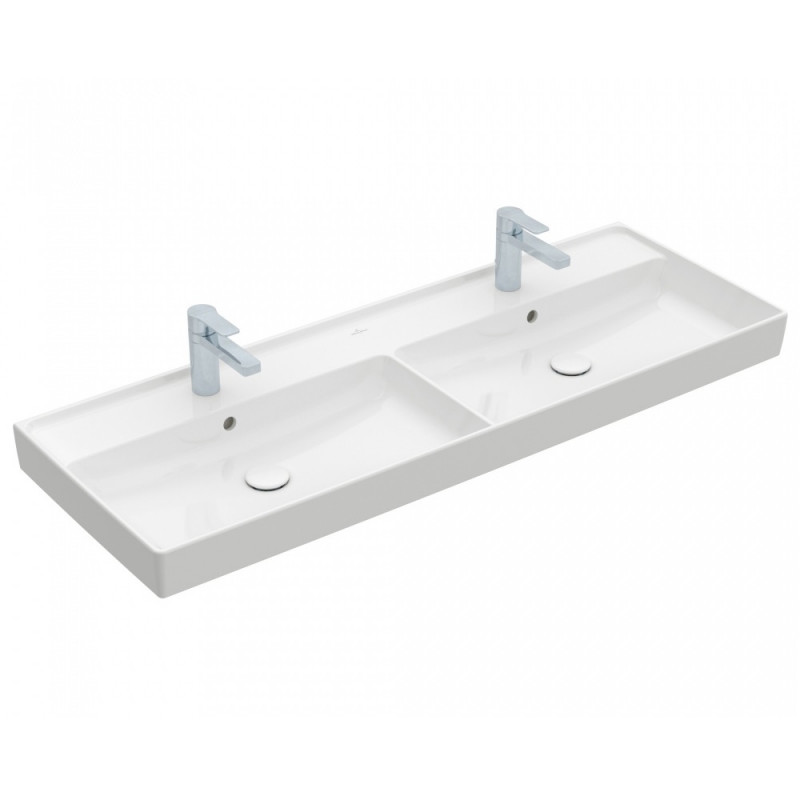 Раковина для ванной Villeroy & Boch Collaro 130x47 см двойная с переливом камень белый CeramicPlus 4A34D4RW