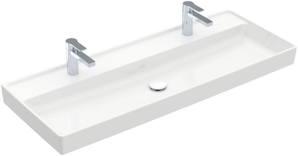 Раковина для ванной Villeroy & Boch Collaro 120x47 см без перелива на 2 смесителя камень белый CeramicPlus 4A33C1RW