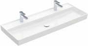 Раковина для ванної Villeroy & Boch Collaro 120x47 см без переливу на 2 змішувачі білий альпійський TitanCeram 4A33C101