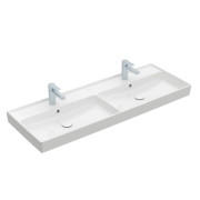 Раковина для ванної Villeroy & Boch Collaro 130x47 см подвійна з переливом білий альпійський CeramicPlus 4A34D4R1