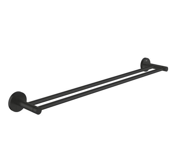 Тримач для рушників Grohe Essentials подвійний 60 см метал чорний матовий 1024732430